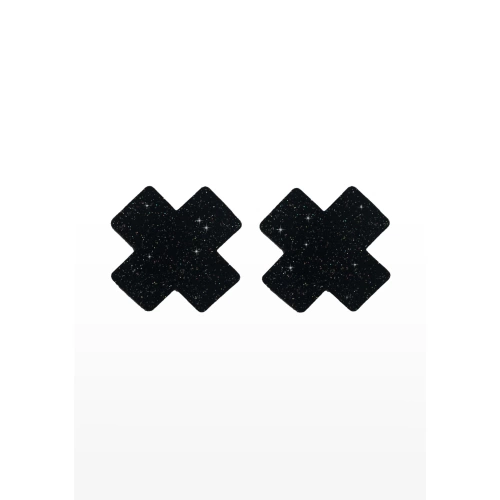 Glitter Nipple Stickers Nipple X Covers Black [1]