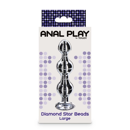 Metal Anal Toy with Clear Crystal Diamond Star Beads L [4]
