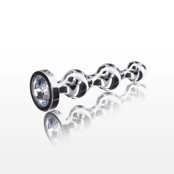 Metal Anal Toy with Clear Crystal Diamond Star Beads M