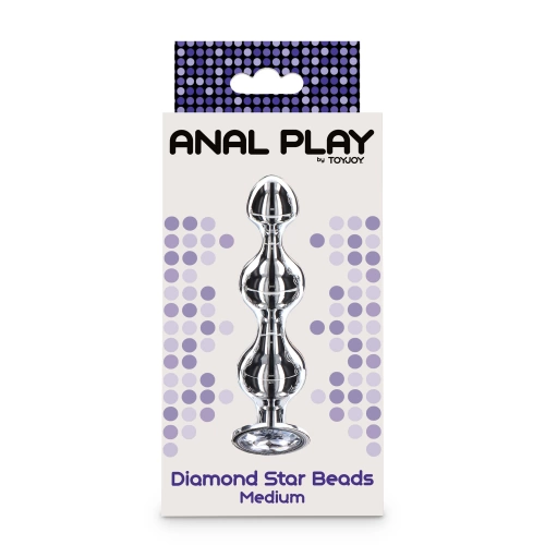 Metal Anal Toy with Clear Crystal Diamond Star Beads M [4]