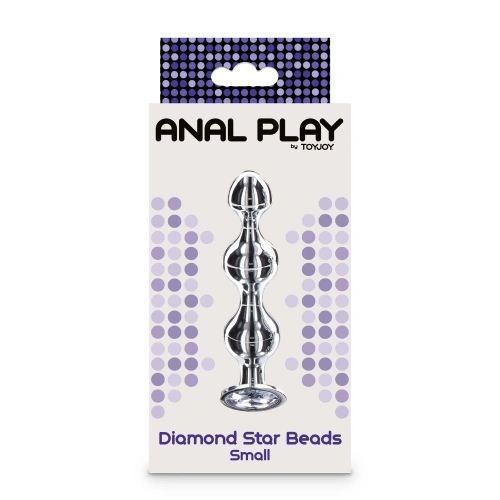 Metal anal toy with clear crystal Diamond Star Beads S [4]