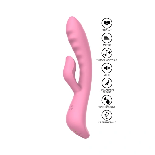 Nina - The Belle Pink Rechargeable Silicone Rabbit Vibrator with Back and forth Motions [4]