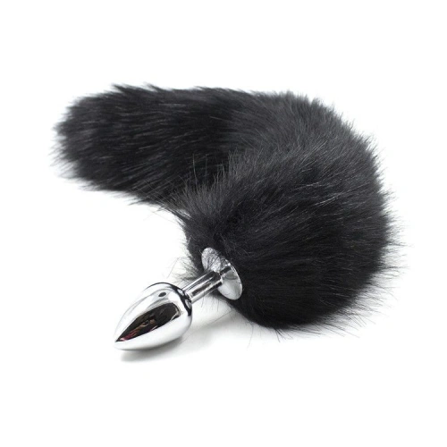 Small butt plug in silver with fluffy long tail T4L [1]