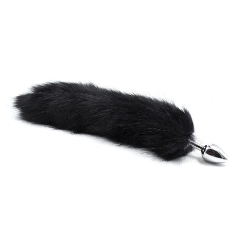 Small butt plug in silver with fluffy long tail T4L [2]