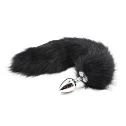 Small butt plug in silver with fluffy long tail T4L