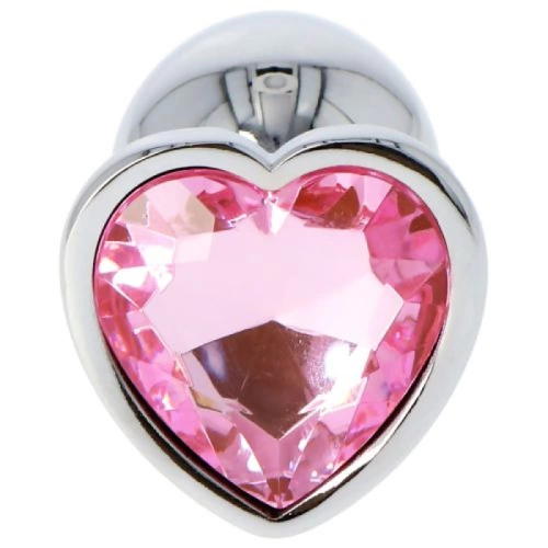 Small metal butt plug jewel with pink crystal heart T4L [1]