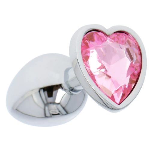 Small metal butt plug jewel with pink crystal heart T4L [3]