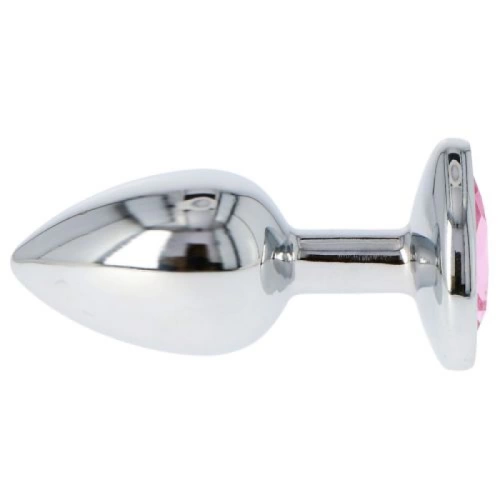Small metal butt plug jewel with pink crystal heart T4L [5]