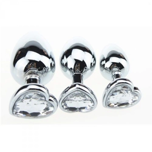 Metal anal dilator in silver with crystal heart T4L M [4]