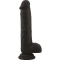 Flexible dildo with vacuum base made of 100% silicone Brush Black