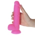 Flexible dildo with vacuum base made of 100% silicone Brush Pink [4]