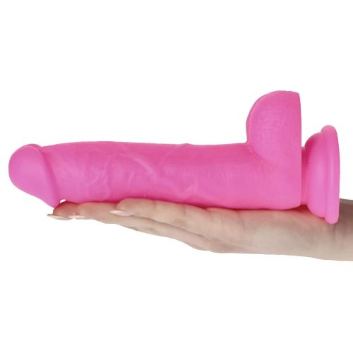 Flexible dildo with vacuum base made of 100% silicone Brush Pink [5]