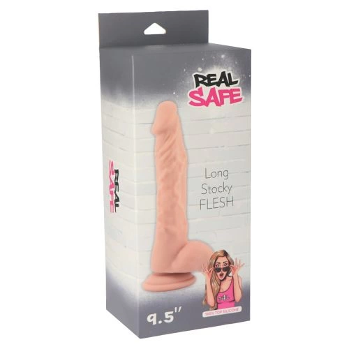 Long Stocky Flesh flexible silicone vacuum base dildo [6]