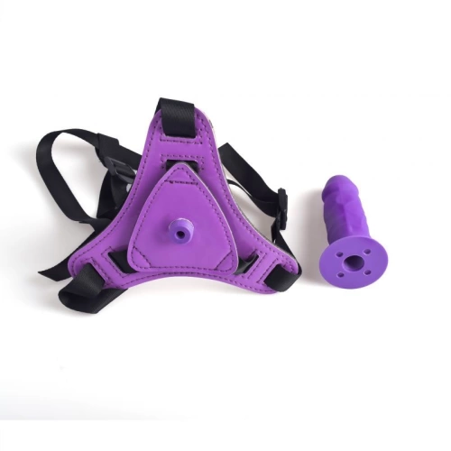 ​Strap-on belt with small dildo made of silicone Hot Stuff purple [2]