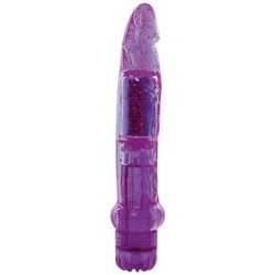 Dazzly realistic thin jelly vibrator purple 7"