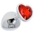 Metal butt plug jewelry with red heart crystal at the base