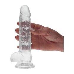 Realistic jelly dildo with testicles Earth Flavor 19 cm transparent