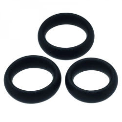 Nina - Set of 3 wide silicone penis rings Timeless 0801 black