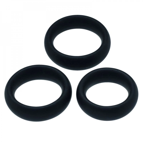 Nina - Set of 3 wide silicone penis rings Timeless 0801 black