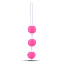 Vaginal beads made of honey. silicone Bi-Balls Triple pink