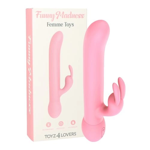 Funny Madness Rechargeable Silicone Rabbit Vibrator with Rotating Beads [9]