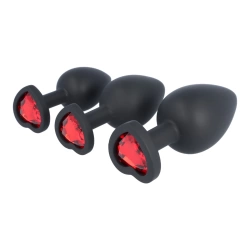 Nina - Set of 3 silicone anal dilators with a red heart Virgite E14