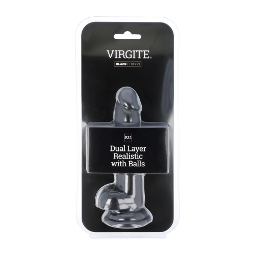 Color* A little realistic dildo with testis Virgite R32 black [4]