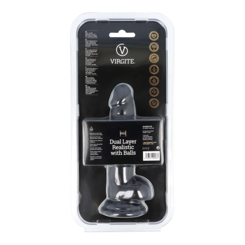 Color* A little realistic dildo with testis Virgite R32 black [5]