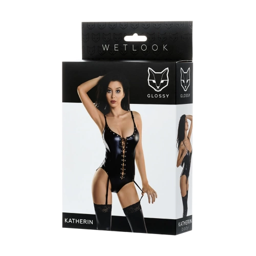 Challenging Wetlook Katherin Body Garter Black [4]