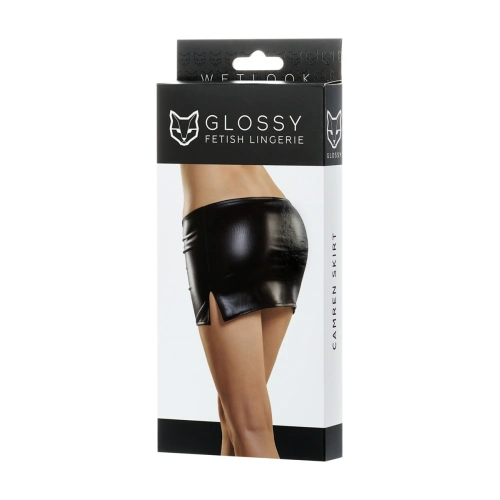 Seductive skirt with wet effect Wetlook Camren black [3]