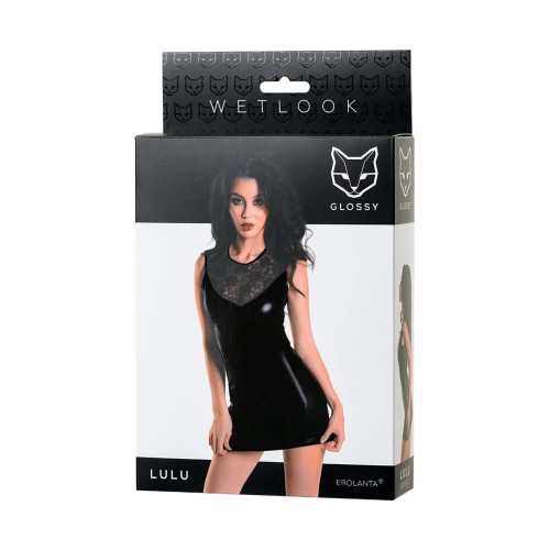 Elegant dress with wet effect Wetlook Lulu black [4]