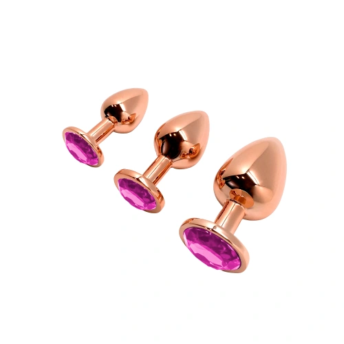 Color* Dilyana- Metal anal dilator with pink crystal Woomy Tralalo S golden [2]
