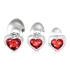 Dilyana- Set of 3 glass anal dilators with a red crystal heart Booty Sparks Red Heart [1]