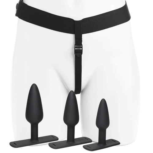 3 pcs silicone anal dilators with Bum-Tastic belt