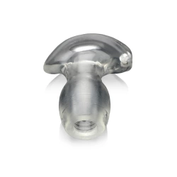 Illuminated in 3 colours large butt plug with opening Light Tunnel L transparent