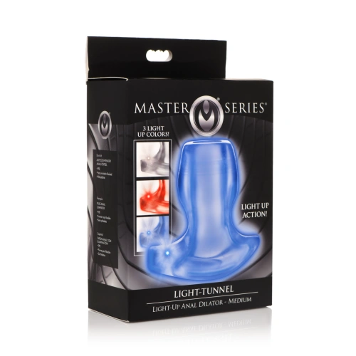 Illuminated in 3 colors flexible butt plug with opening Light Tunnel M transparent [7]