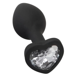 Small Silicone Anal Expander with Crystal Heart Butt Plug