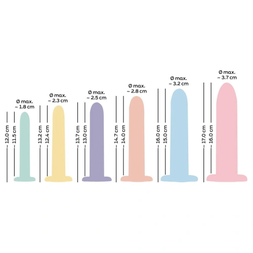 Set of 6 silicone dildos - dilators Six In A Row [6]