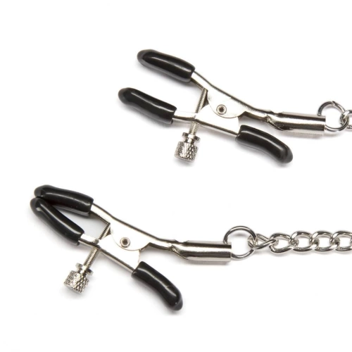 Metal clitoris and nipples clamps with chain BDSM [5]