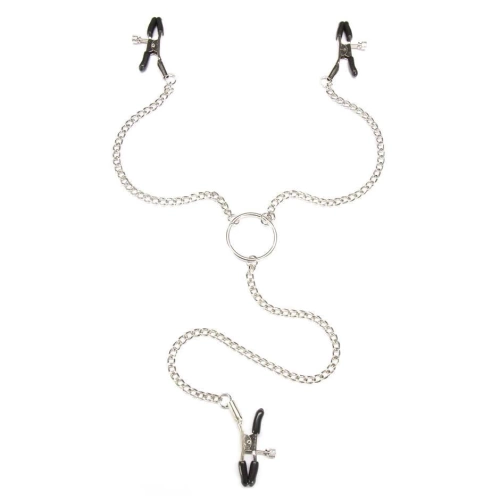 Metal clitoris and nipples clamps with chain BDSM Metal clitoris and nipples clamps with chain BDSM