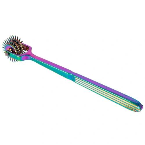 Metal BDSM toy with sharp spikes and three wheels Rainbow Triple Pinwheel hologram colour [3]