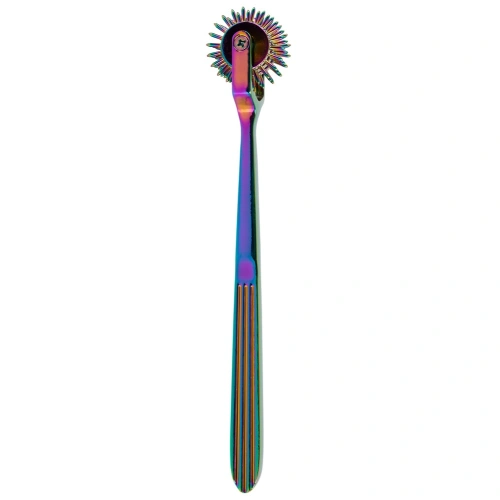 Metal BDSM toy with sharp spikes and three wheels Rainbow Triple Pinwheel hologram colour [4]