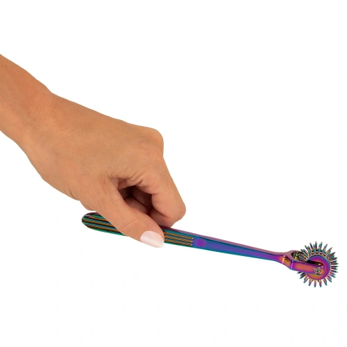 Metal BDSM toy with sharp spikes and three wheels Rainbow Triple Pinwheel hologram colour [6]