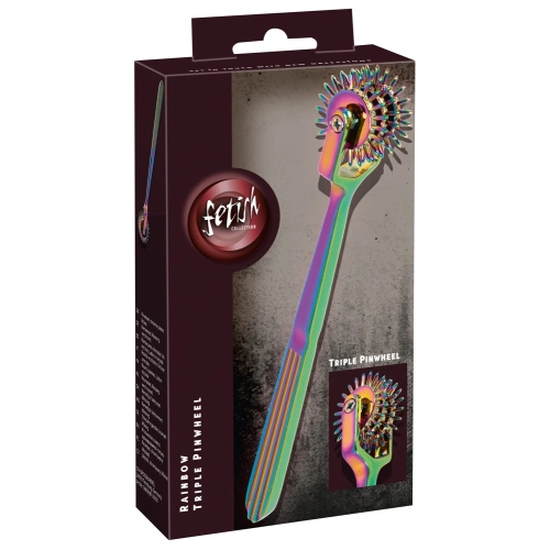 Metal BDSM toy with sharp spikes and three wheels Rainbow Triple Pinwheel hologram colour [8]