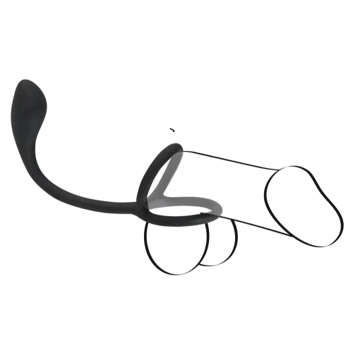 Double penis ring with anal stimulator Black Velvets [2]