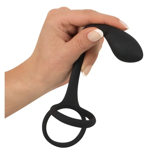Double penis ring with anal stimulator Black Velvets [5]