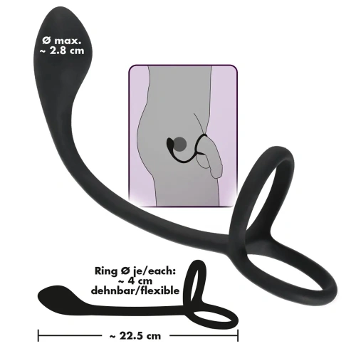 Double penis ring with anal stimulator Black Velvets [7]