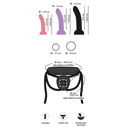 Nina - Adjustable Penis Belt with 3 Silicone Dildes Your Strap -on Set [11]