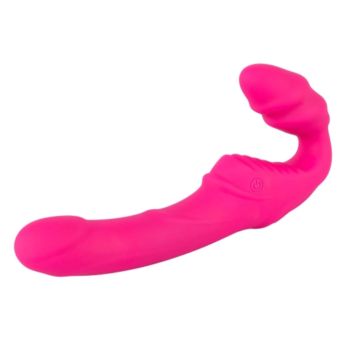 Powerful strapless strap-on rechargeable vibrating dildo Double Teaser pink [1]