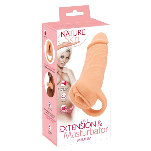 2 in 1 realistic penis extender and vagina masturbator Nature Skin size M +3 cm. [13]
